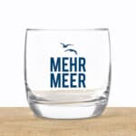 Mehr Meer Glas mit Wasser und Möwen, nachhaltiges Trinkglas, umweltfreundliches Design, stilvoller W.