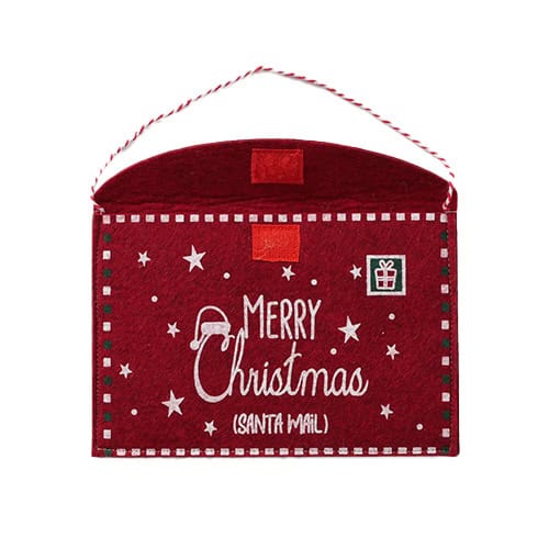 Weihnachtlicher Filzanhänger mit "Merry Christmas" und Geschenk-Design, ideal für festliche Dekorati.