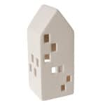 Häuserförmige Keramik-Dekoration mit Fensteröffnungen, modern und minimalistisch.
