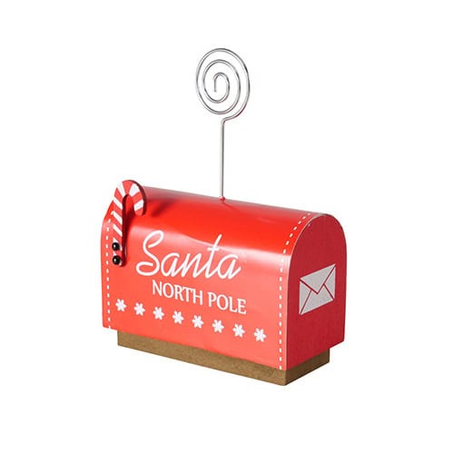 Weihnachtlicher Briefkasten mit Santa-Aufschrift und Zuckerstange, ideal für festliche Dekorationen.