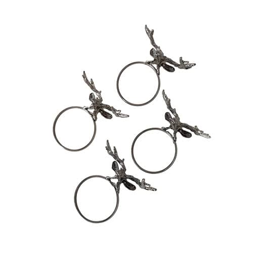 Antiker silberner Ring mit Hirschkopf-Design, eleganter Schmuck für Damen und Herren.