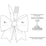 Weihnachtsrezepte für die Küche mit Besteck und Schleife, festliche Stimmung, Fokko 1883.