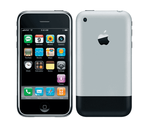 Apple iPhone 3G in Schwarz und Silber, Smartphone mit App-Icons.