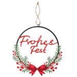 Frohes Fest Weihnachtskranz mit Schleife, ideal für festliche Dekorationen.