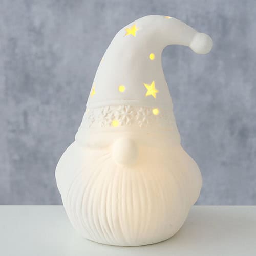 Hochwertiger Weihnachtsgärtner mit beleuchteter Mütze und Sternen, festliche Dekoration für die Weih.
