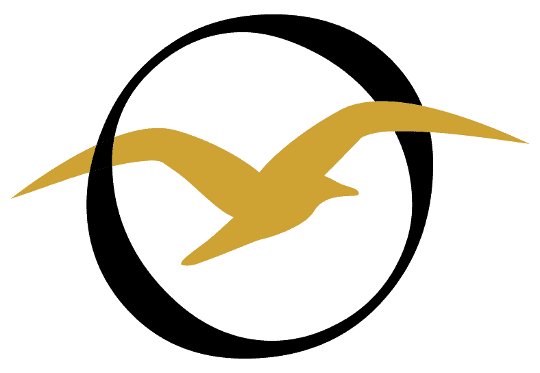 Fokko 1883 Logo in Gold, stilisierte Vogel-Design, Markenlogo für hochwertige Produkte.