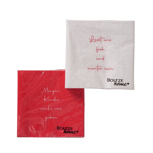 Hochwertige handgemachte Stoffservietten mit emotionalen Sprüchen, ideal für Zuhause und besondere A.