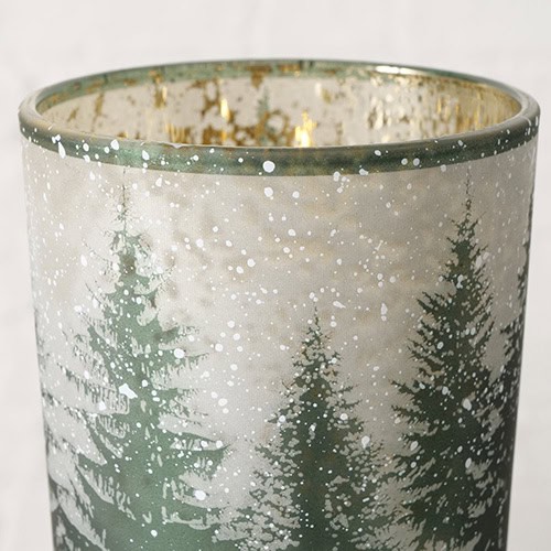 Hochwertiger Weihnachtskerzenglas mit Tannenbaum-Design und Goldakzenten, festliche Dekoration für W.