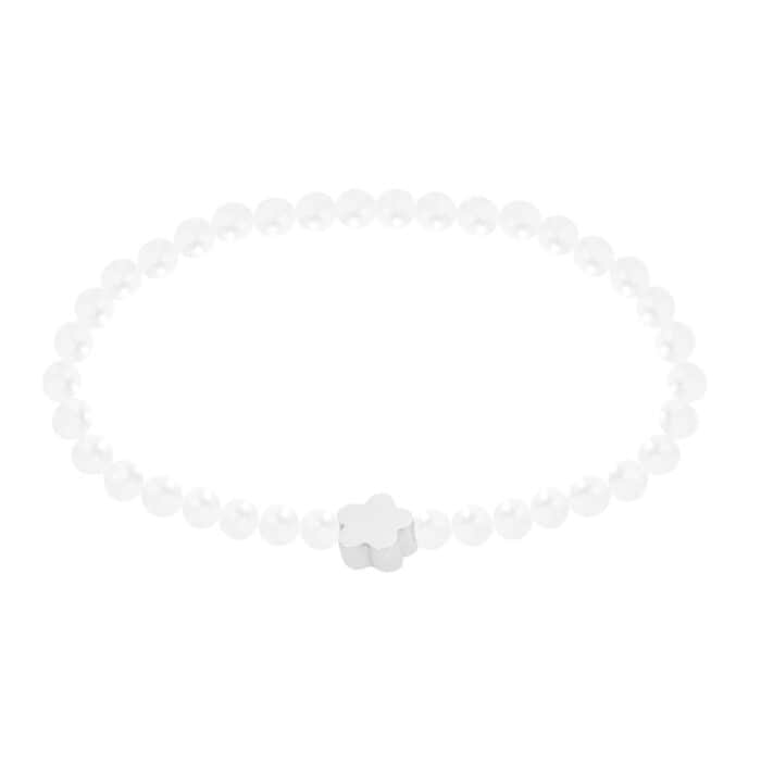 Elegantes Perlenarmband mit Blumenanhänger, Schmuck für Damen.