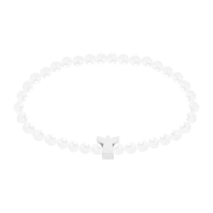 Schlichtes Perlenarmband mit Kreuzanhänger, elegantes Schmuckstück für jeden Anlass.