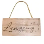 Dekoschild "Langeoog - Schriftzug" für maritime Dekorationen.