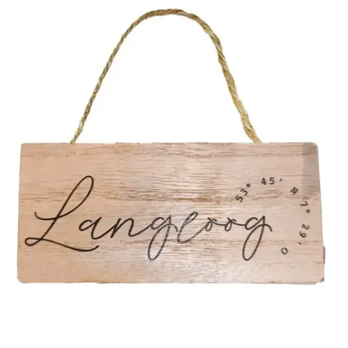 Dekoschild "Langeoog - Schriftzug" für maritime Dekorationen.