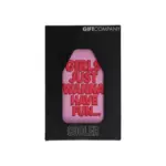 Geschenk-Kühler mit Spruch 'Girls Just Wanna Have Fun' in Verpackung.