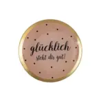 Wanduhr mit goldenem Rand und motivierendem Spruch in Deutsch.