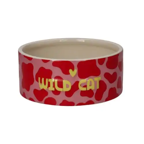 Futternapf für Katzen mit Wild Cat Design und Herzmotiv.