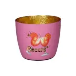 Windlich mit Cheers-Design und Orangenscheiben, goldene Innenseite.