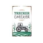 Landwirtschaftliches Schild mit Traktor und Getreide für Trecker-Checker.