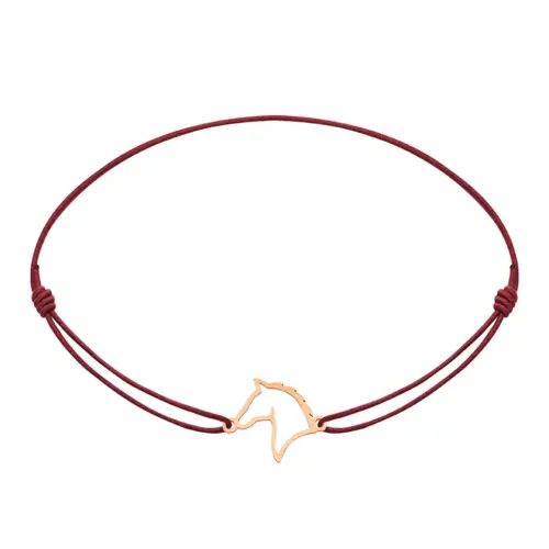 Halskette mit Einhorn-Anhänger aus rotem Leder.